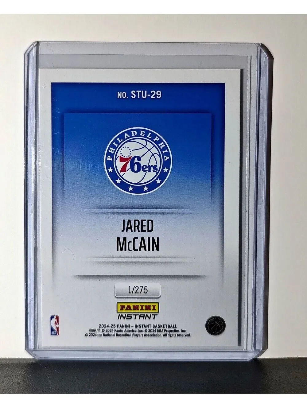 Jared McCain 2024-25 Panini NBA Studio #29 Rookie Card Philadelphia 76ers 1/275